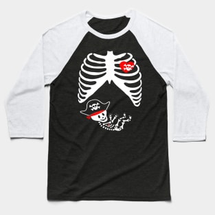 Baby Pregnant Skeleton Xray Halloween Shirt Pirate Boy Baseball T-Shirt